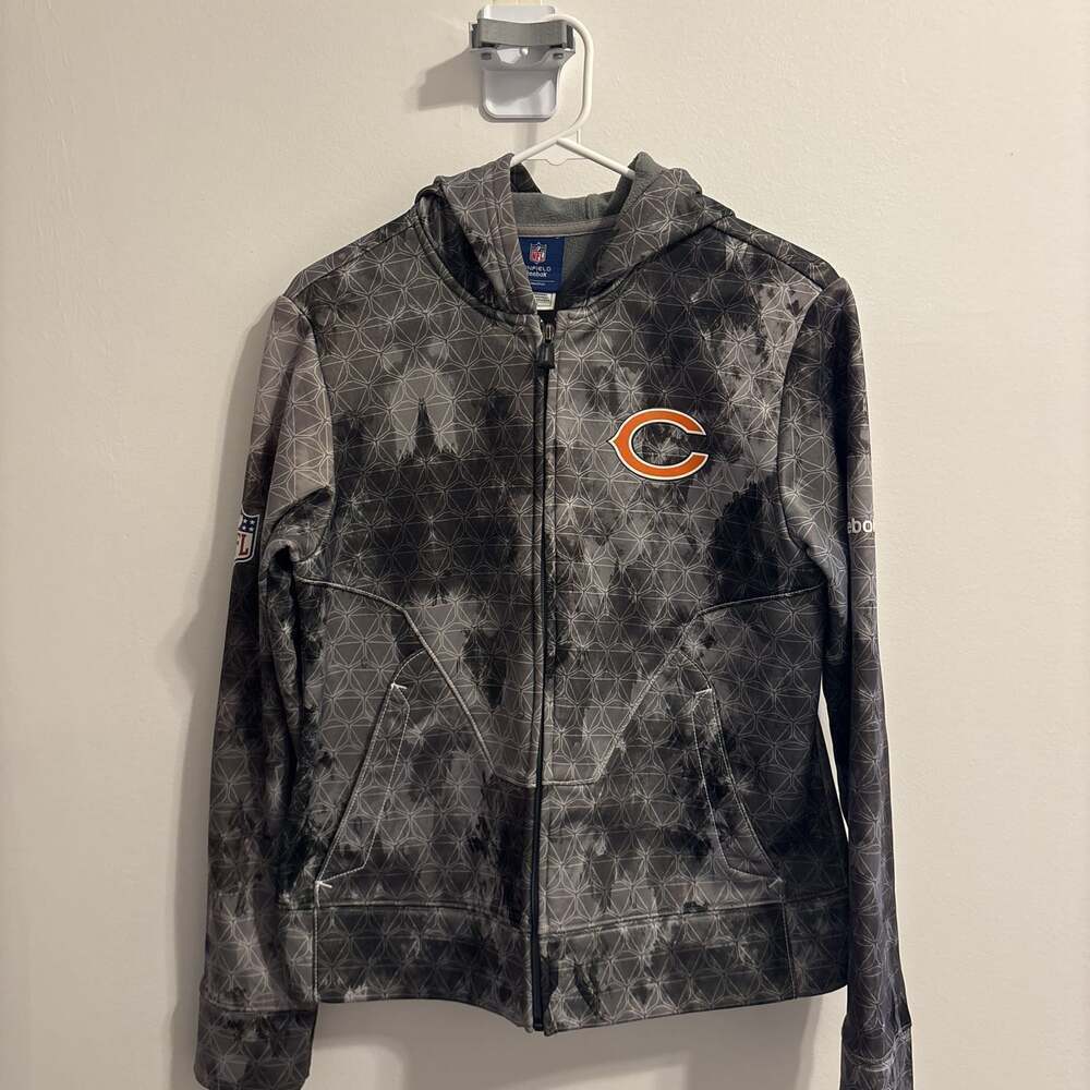 NFL REEBOK ON FIELD FULL ZIP CHICAGE BEARS HOODIE JACKET - GRAY WOMEN SIZE: M